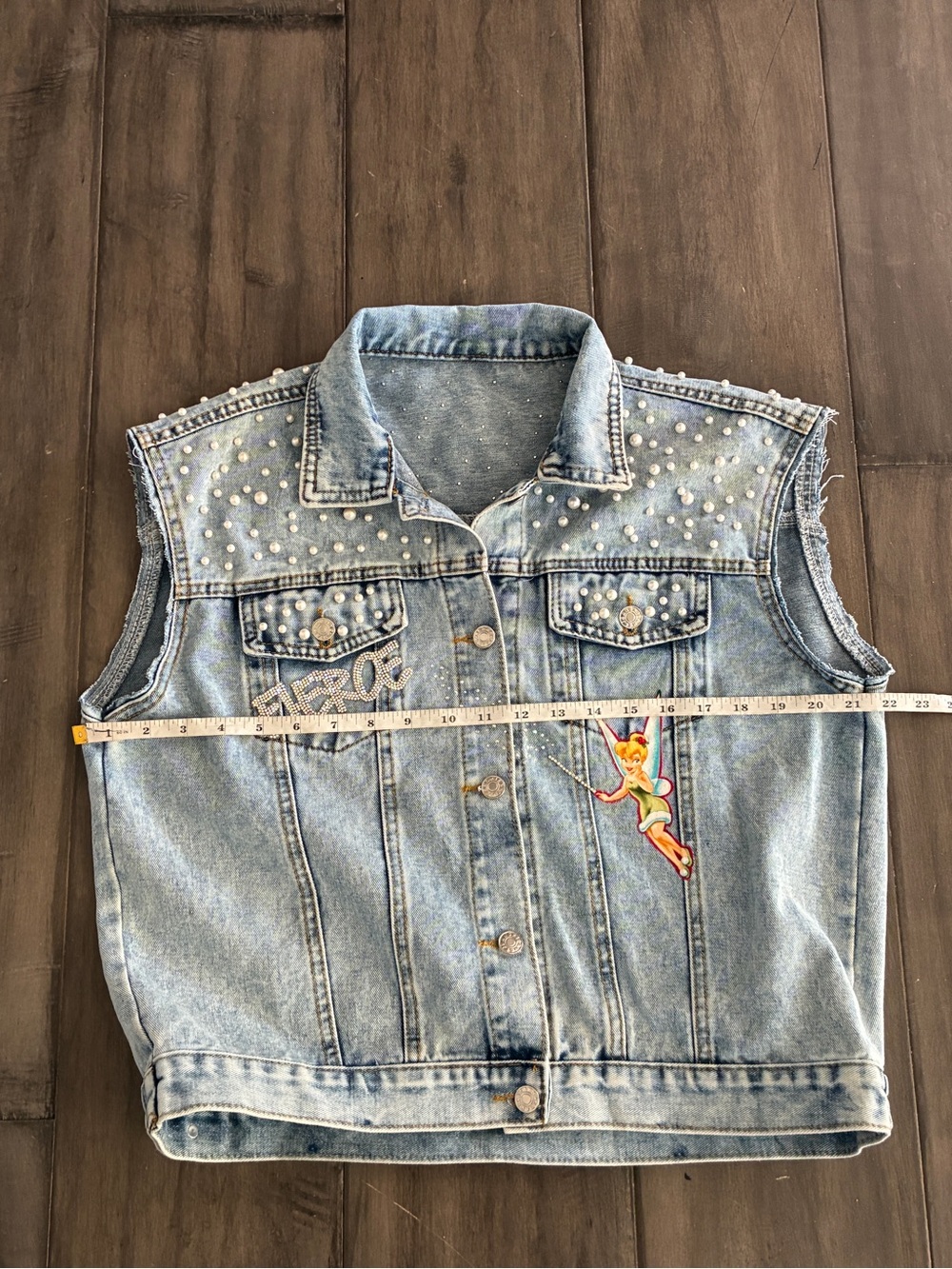 Disney Upcycled Peter Pan and Tinkerbell Neverland Denim Vest - Size XL - Picture 13 of 16